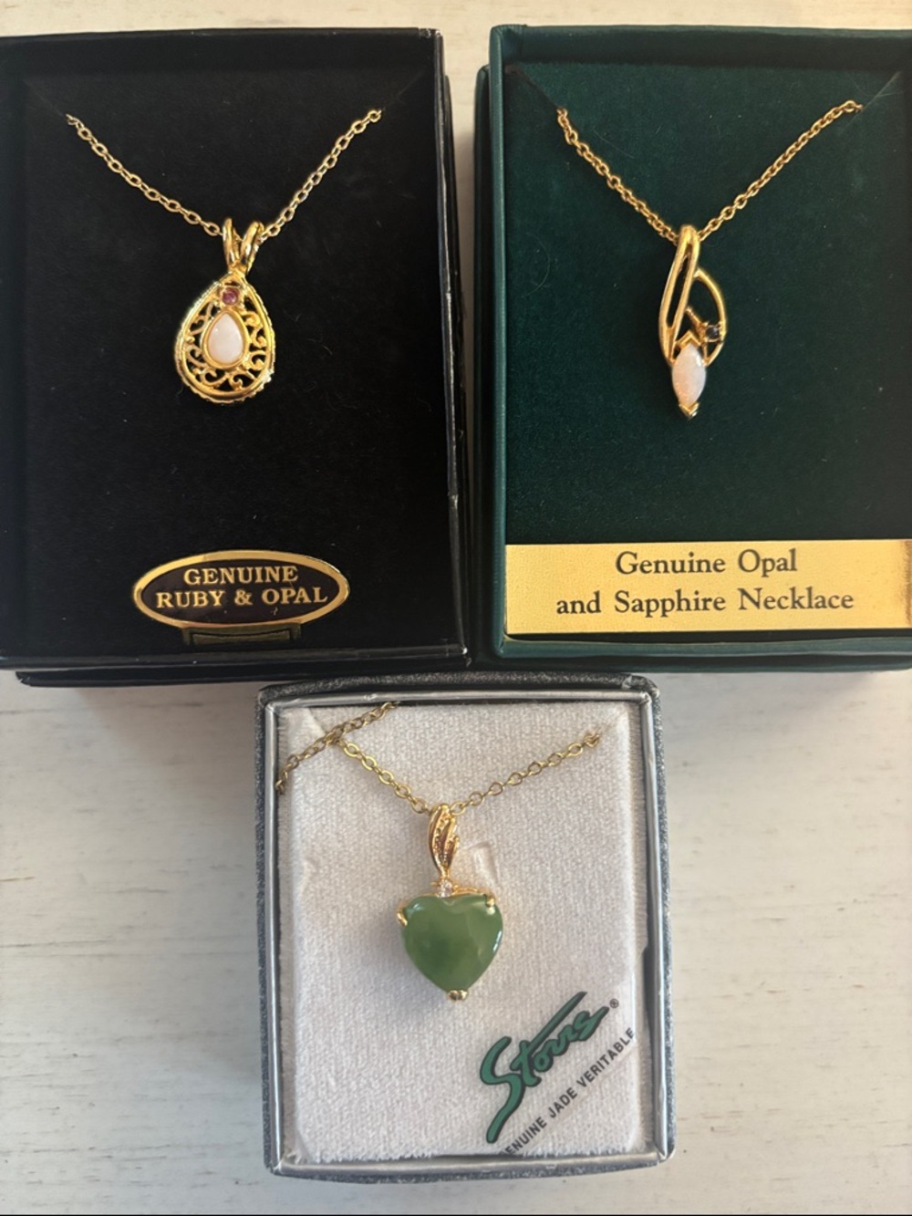 Genuine Opal Ruby Necklace Opal Sapphire Necklace Jade Necklace Vintage  New